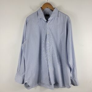 Ermenegildo Zegna Micro Plaid Long Sleeve Button Up Dress Shirt 47 18.5 Neck